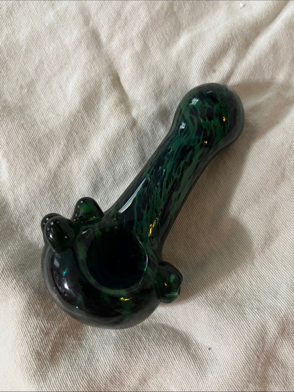 Green Glass Spoon Hand Piece